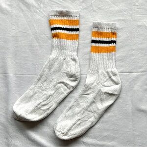 Yellow/Black Striped White Men's Socks